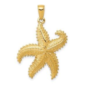 14k Yellow Gold Starfish Necklace Charm Pendant